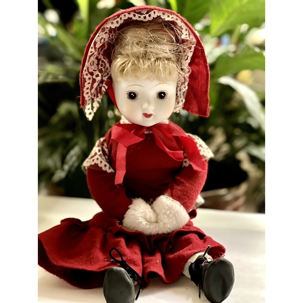 Vintage Doll Bisque Porcelain Painted Face Christmas Doll 18"